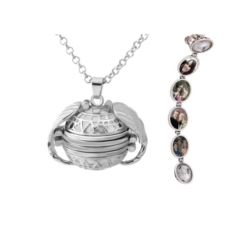 Elegante collar con medallón fotográfico